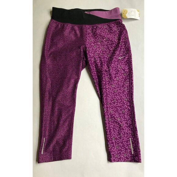 Nike Purple Geometric Dri-Fit Leggings, Size Small - Picture 1 of 7
